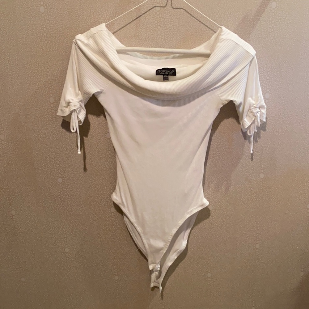 White Topshop Off the Shoulder Bodysuit